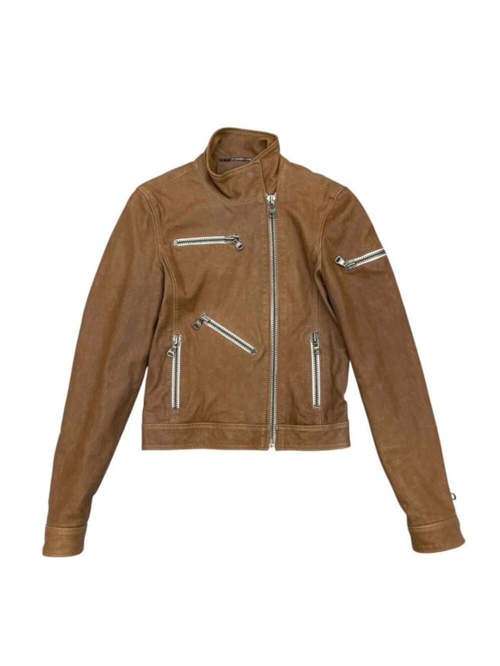 Dolce & Gabbana Rider's Jacket Leather Jean Lambskin Brown D&G 38